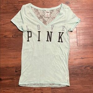 PINK Victoria's Secret Light Green V-Neck Tee